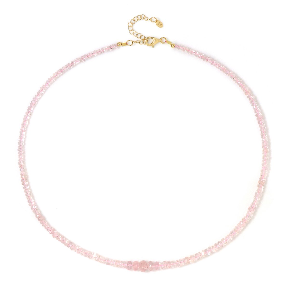 Cavill - Verstelbare Zilveren Ketting - 925 Sterling Zilver Verguld - 52,074 ct Madagascar Morganiet - Elegante Roze Fancy Kraal