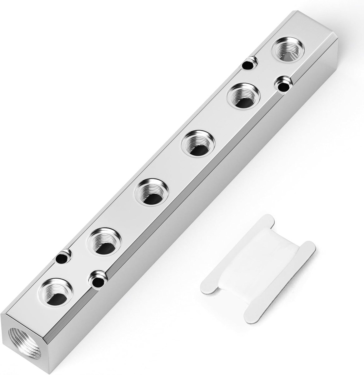 SnelShoppen - Pneumatische Shunt Aluminium Blok 6-Weg 8-Poort Luchtdistributeur voor Perslucht, Compressoren en Industriële Automatisering