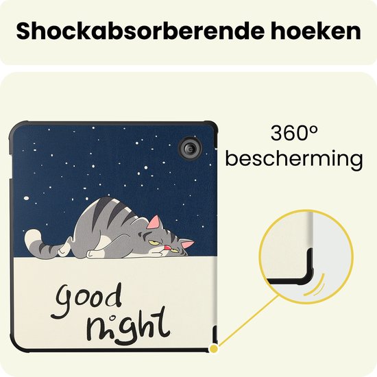 Hoes Geschikt voor Kobo Libra 2 - E-reader Bescherm Hoesje Case Sleep Cover Met Screenprotector - Hoes Geschikt voor Kobo Libra 2 Hoesje - Kat — afbeelding 5