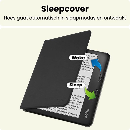 Hoes Geschikt voor Kobo Libra 2 - E-reader Hoesje Bescherm Hoesje Case Sleep Cover - Hoes Geschikt voor Kobo Libra 2 Hoesje - Zwart — afbeelding 3