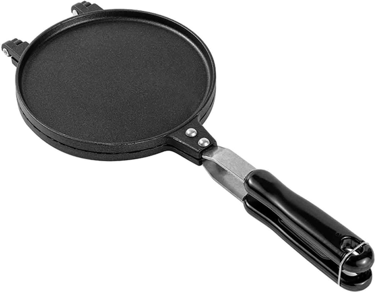 Wafelijzer Dubbelzijdig - Wafelpan Cone Maker - Wafels Bakken - Hangend Opbergontwerp - 17 cm Diameter - Zilver