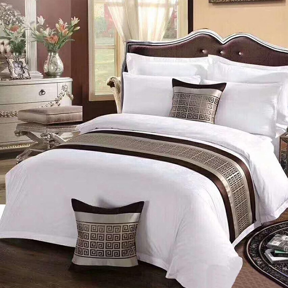Bedloper Jacquard - Bed Sjaal - Hotel Decoratie - Zacht Geen Vervagen - 50 x 180 cm - Grij