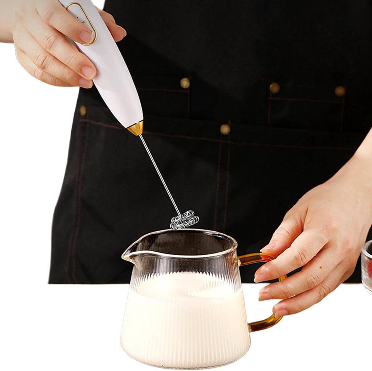 Elektrische Opschuimer Melkopschuimer Handmixer Dranken Bereiden 3 Snelheden Instelbaar Compact Formaat Wit