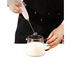Elektrische Opschuimer - Melkopschuimer Handmixer - Dranken Bereiden - 3 Snelheden Instelbaar - Compact Formaat - Wit