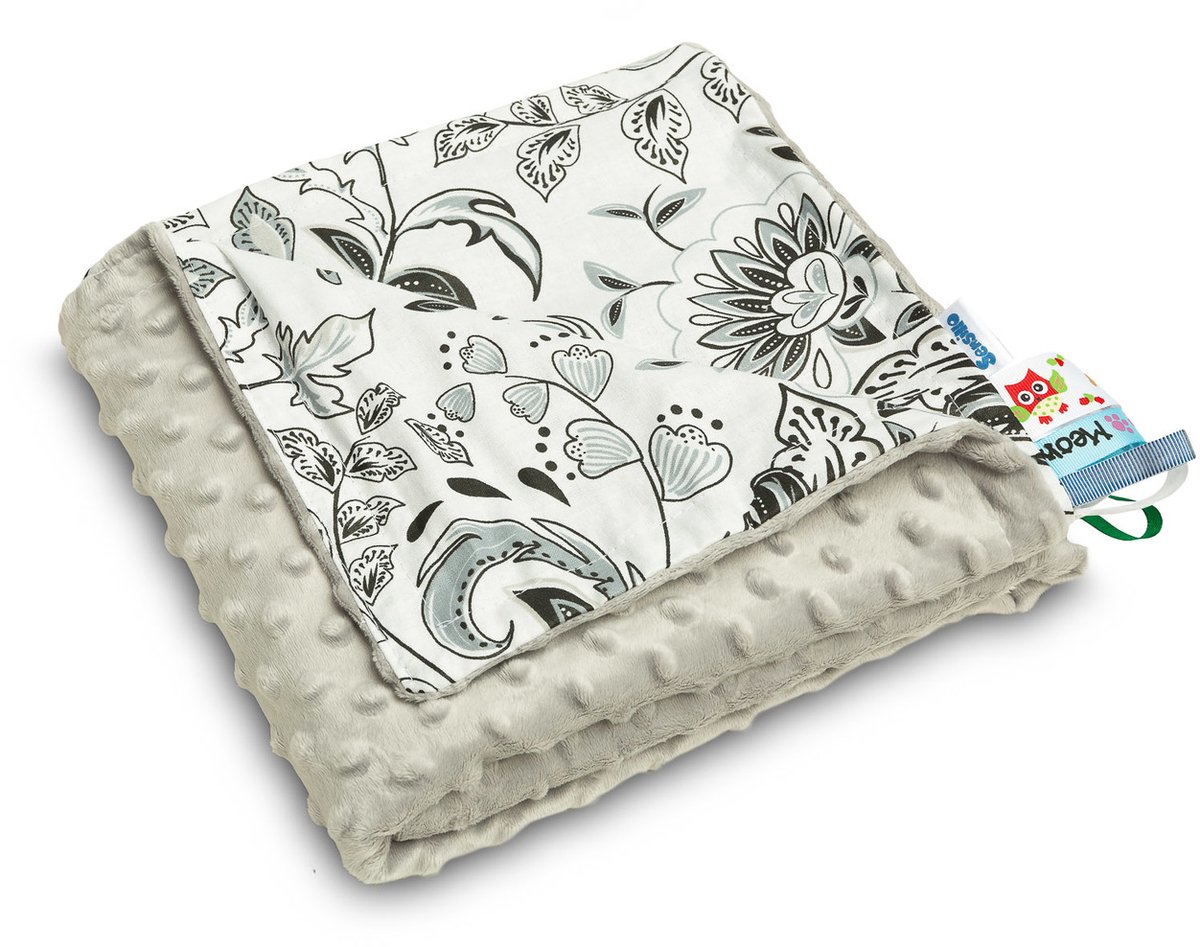 Merkloos Minky Kinderdeken Grijs Folk 75x100 cm