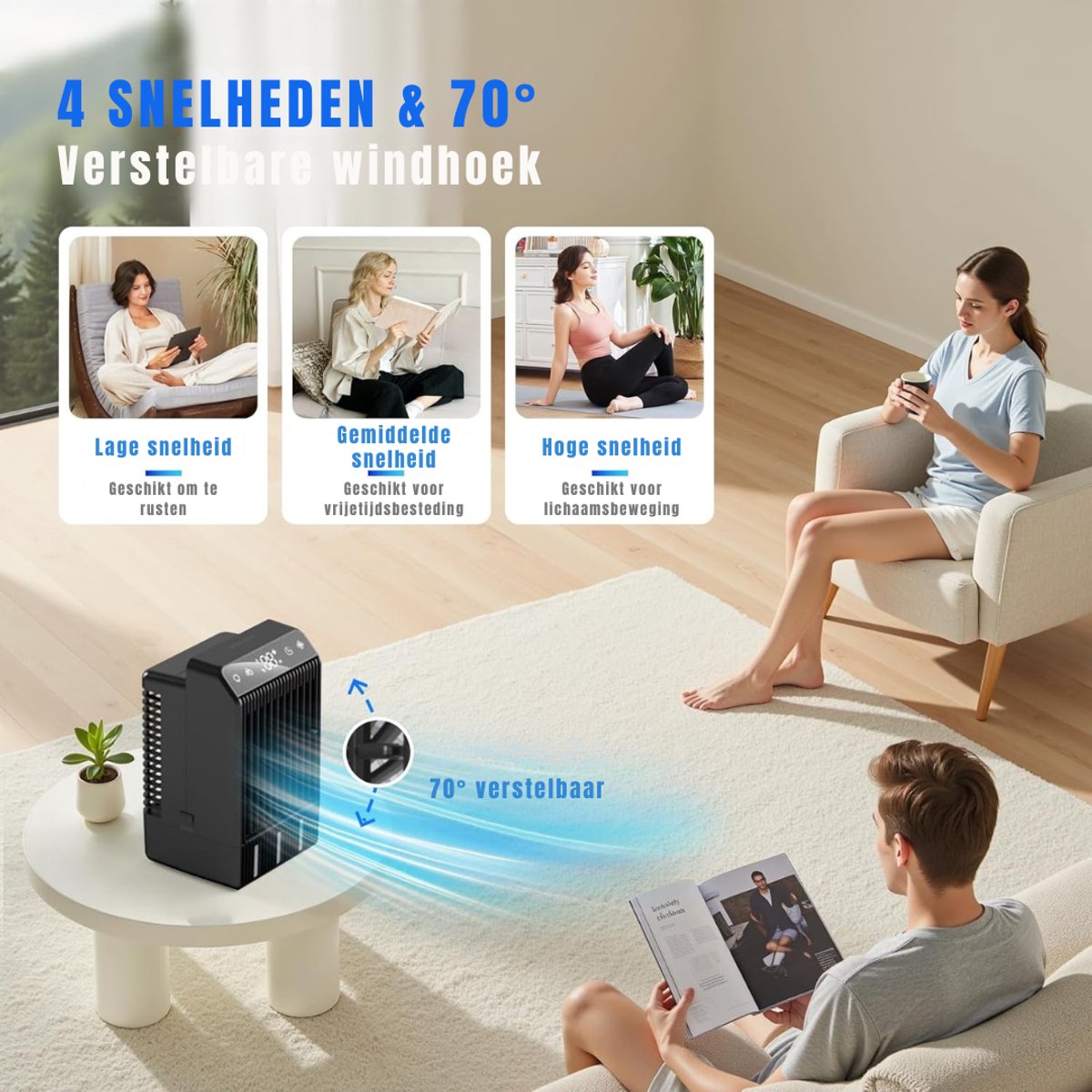 DnA® Airco Zonder Afvoerslang - Mobile Airco - Aircooler - Energy Class A++ - 1L Water Tank - Zwart - 20cm x 16cm x 25cm – foto 6