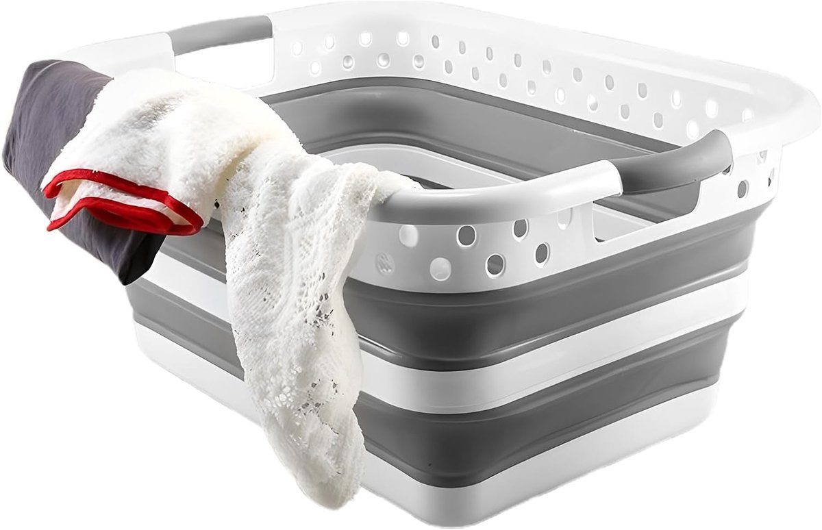 Wasmand Opbergdoos Wasgoed Sorteren Opvouwbaar Ontwerp 53.5 x 8 x 23.5 cm Wit