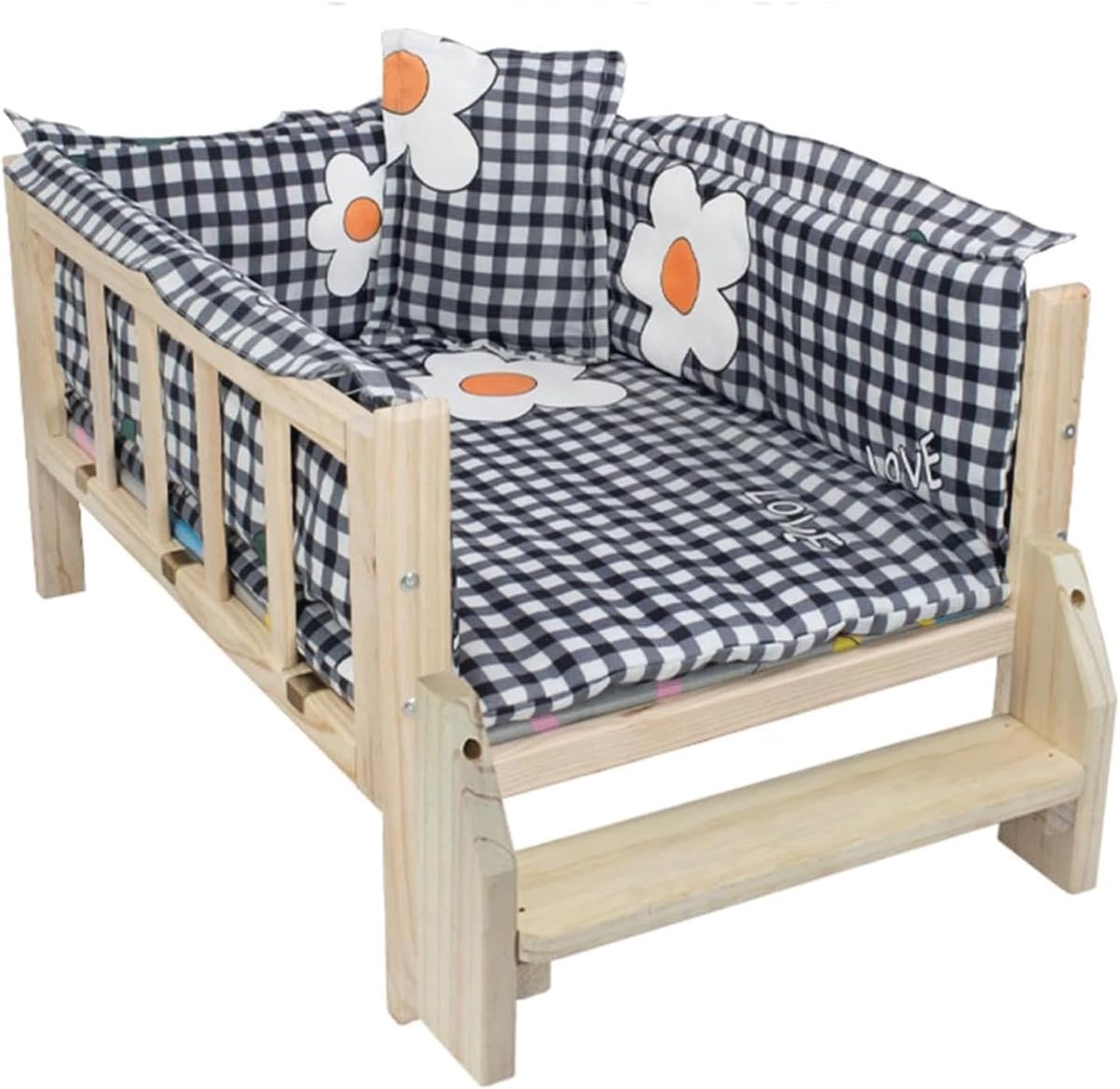 Houten Hondenbed - Verhoogd Huisdierbed - Comfortabel Slapen - Ventilerend Houtontwerp - 115x60x39cm - Natuurlijk