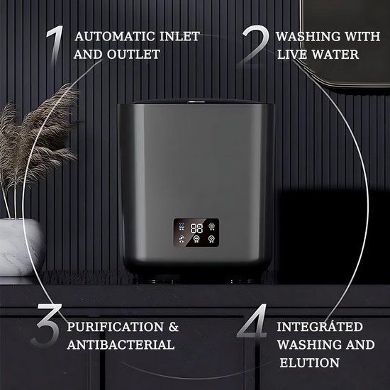 Draagbare Wasmachine - Compacte Washer - Thuis en Reis - Volautomatisch Touchscreen - 10 Liter Capaciteit - Wit — afbeelding 5
