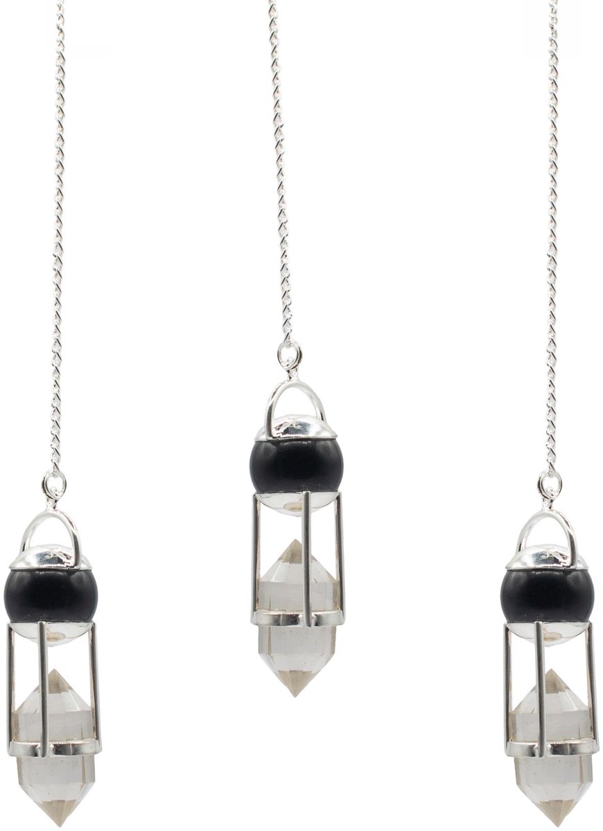 Shadow Seer - Double Power Pendulum - Obsidian Globe - Clear Quartz Double Terminated