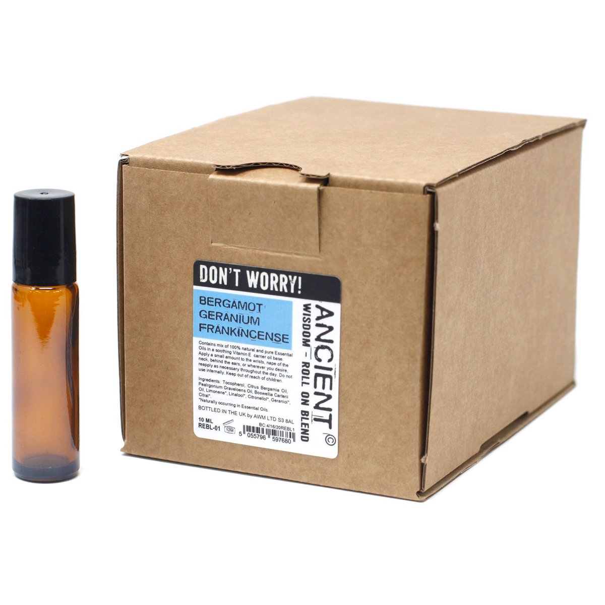 30x Rollerflesje -10ml - Essentiele Oliemix - Zorgenloos