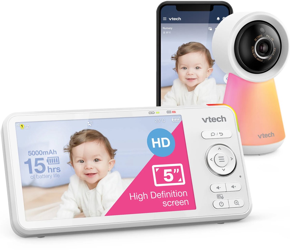 VTech RM5756HD Smart video babyfoon met camera - 5 inch Scherm - 1080p Full HD