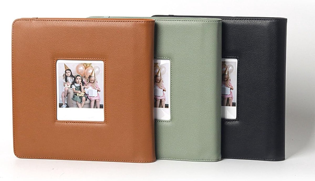 Fotoalbum voor 288 Grootformaat Instantfoto's (3,5 X 4,3 inch), PU-leer met Elastische Band, Ideaal voor Bruiloften, Afstuderen en Herinneringen, Grote Capaciteit (BROWN)