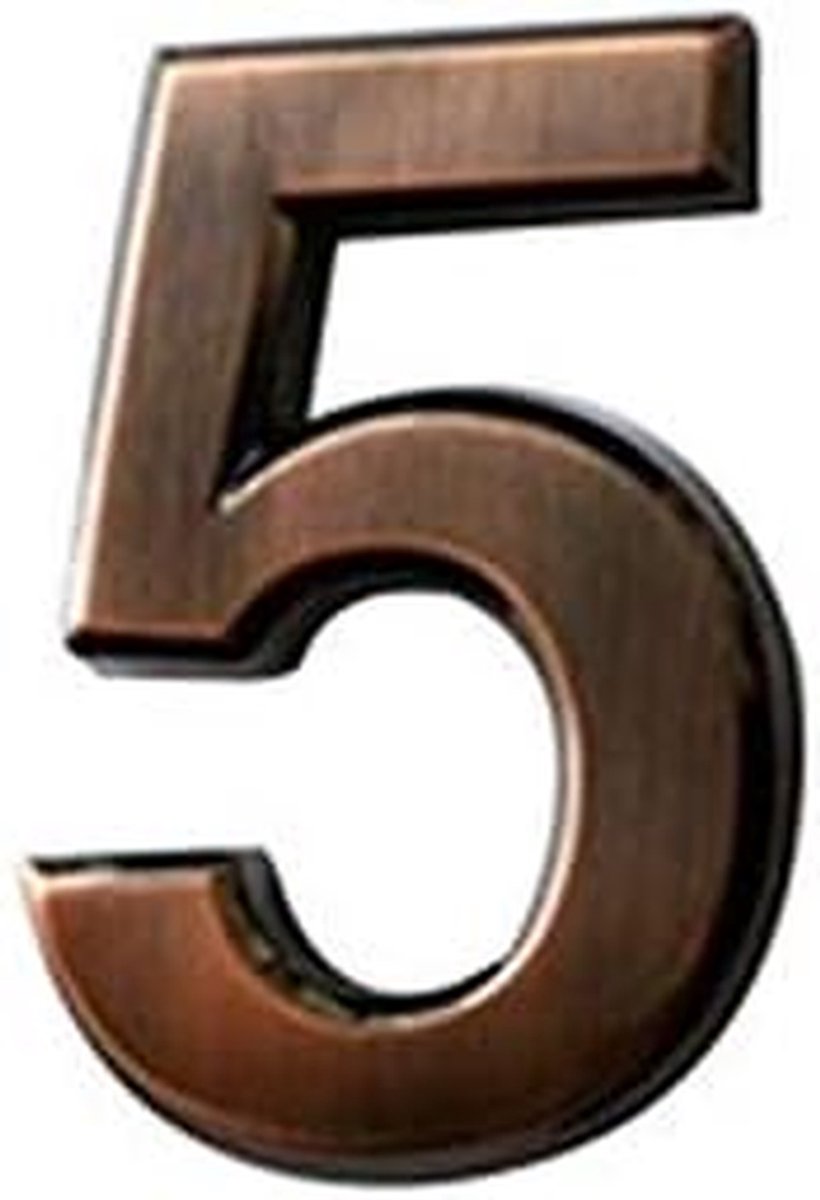 Huisnummer Brons - Adres Sticker - Deur Nummer - Zelfklevend Plating - 50x35x6 mm - Brons