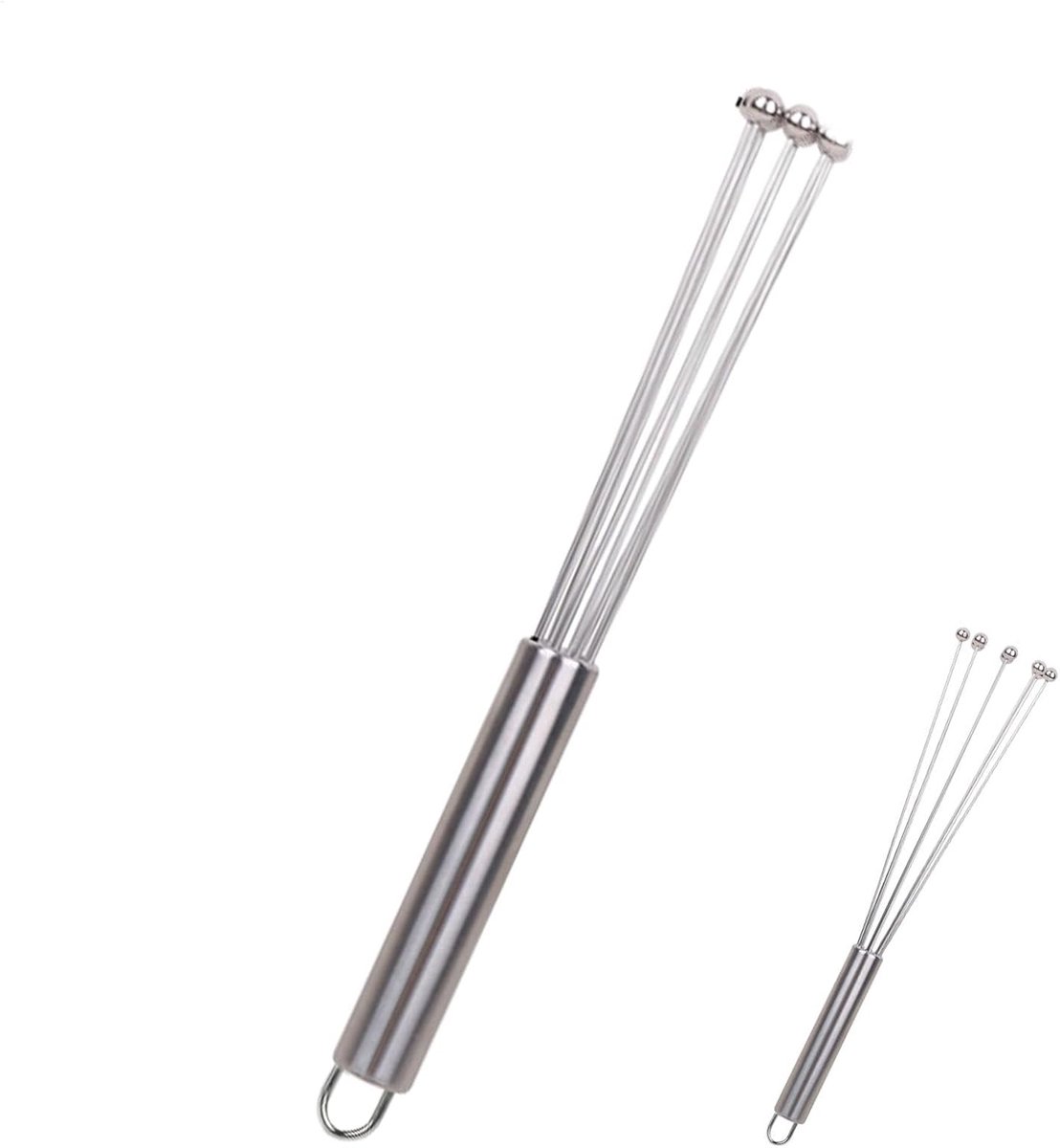 Handmatige eierklopper - Keukenmixer - Bakken en mengen - Roestvrij staal - 194 cm - Zilver
