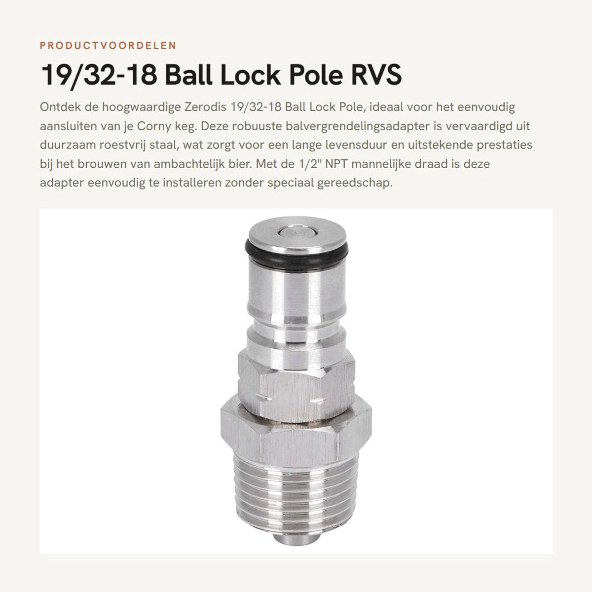 Dailygoody - 19/32-18 Ball Lock Pole - Rvs Gas Ball Locking Adapter
