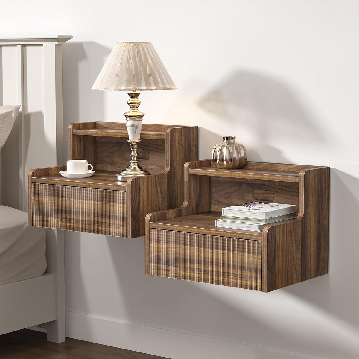 Famanu – Zwevend nachtkastje met lade, 40 x 32 x 30 cm, modern design voor slaapkamer en woonkamer