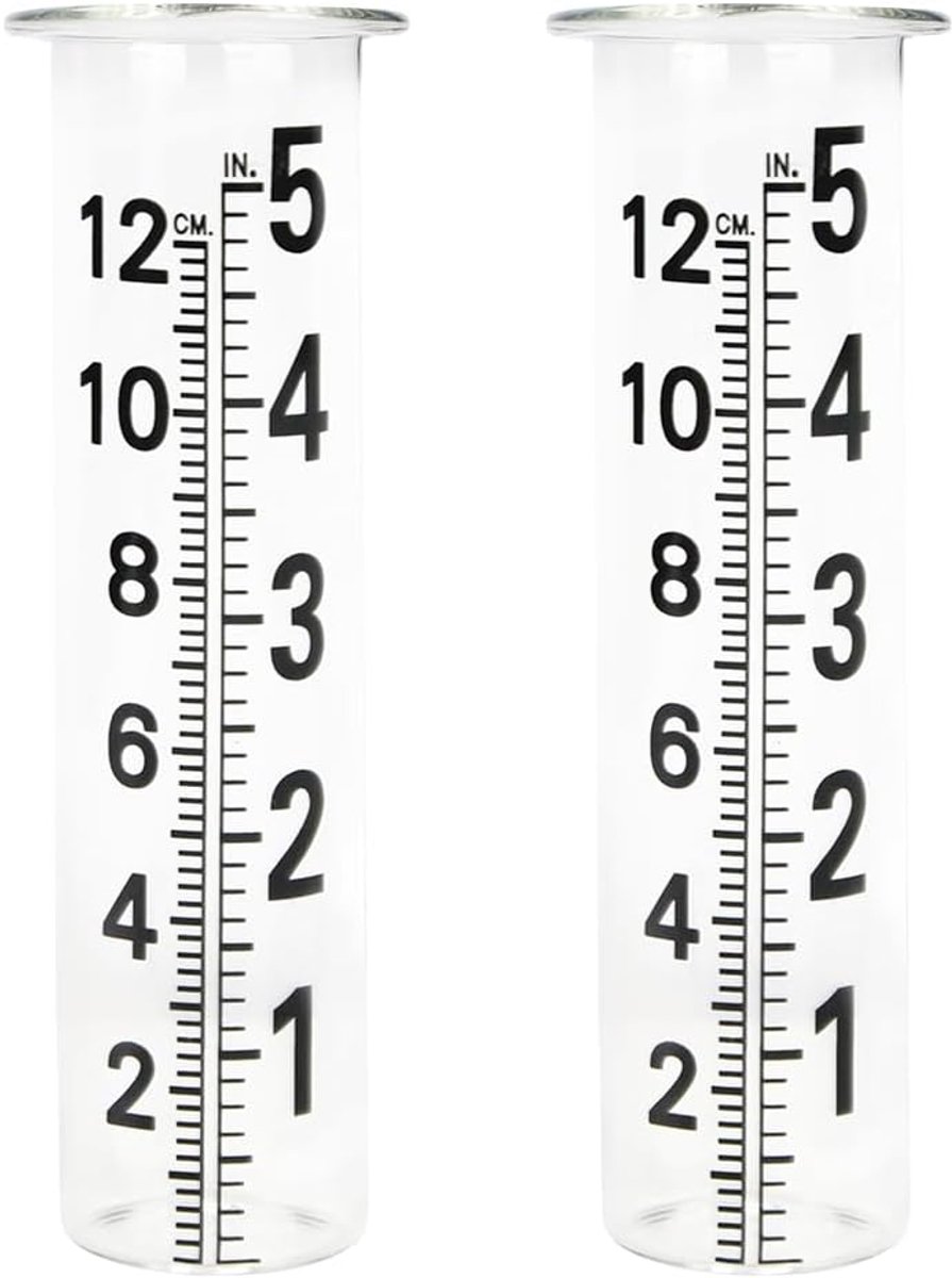 Regenmeter Buis - Glazen Cilinder - Tuin Besproeien - Gemakkelijk Af te Lezen - 5 Inch Capaciteit - Transparant