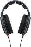 Grijze Sennheiser HD 600 koptelefoon, van boven gezien, met zwarte oorschelpen en hoofdkussens.
