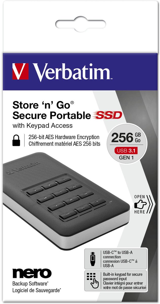 Verbatim Store 'n' Go - Externe SSD - 256GB - USB 3.0 - Type-C van Verbatim — afbeelding 5