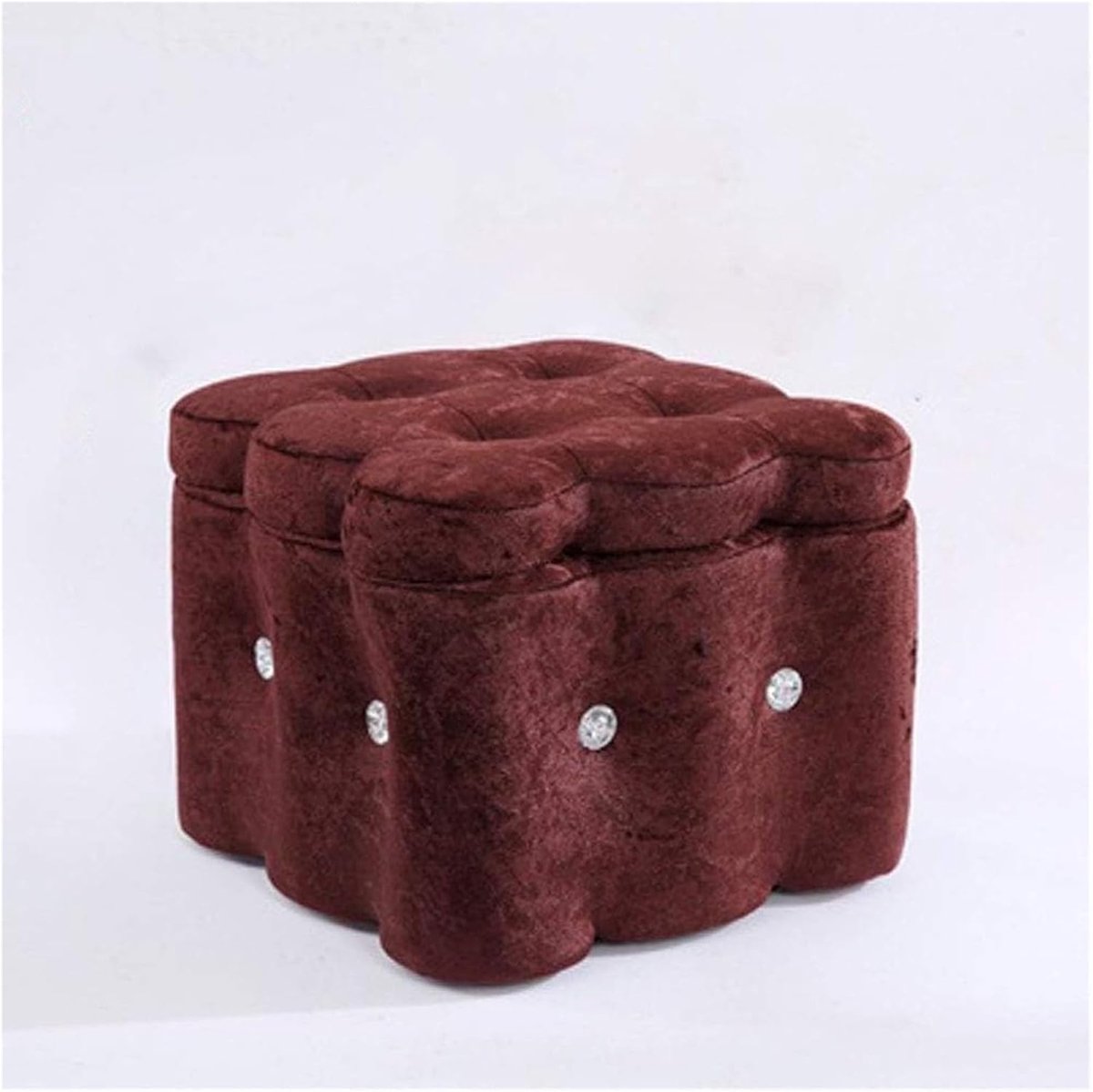 Lage Kruk - Voetenbank Poef - Ontspanning Thuis - Massief Houten Frame - 35x35x29 cm - Bruin