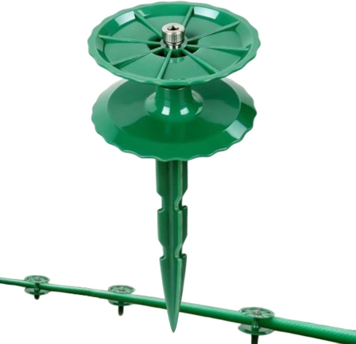 Slanggeleider Tuin - Grondpen Steun - Irrigatie Pad - Voorkomt Knopen - 24.5 cm Hoog - Groen