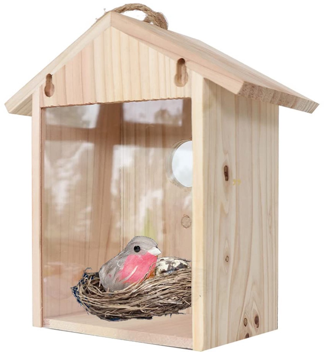 vogelvoederhuisje - Vogelhuisje voor Raam met Zuignap - Transparante Nestkast voor Vogelobservatie - vogelhuisje raam - Houten Vogelhuis voor Wilde Vogels
