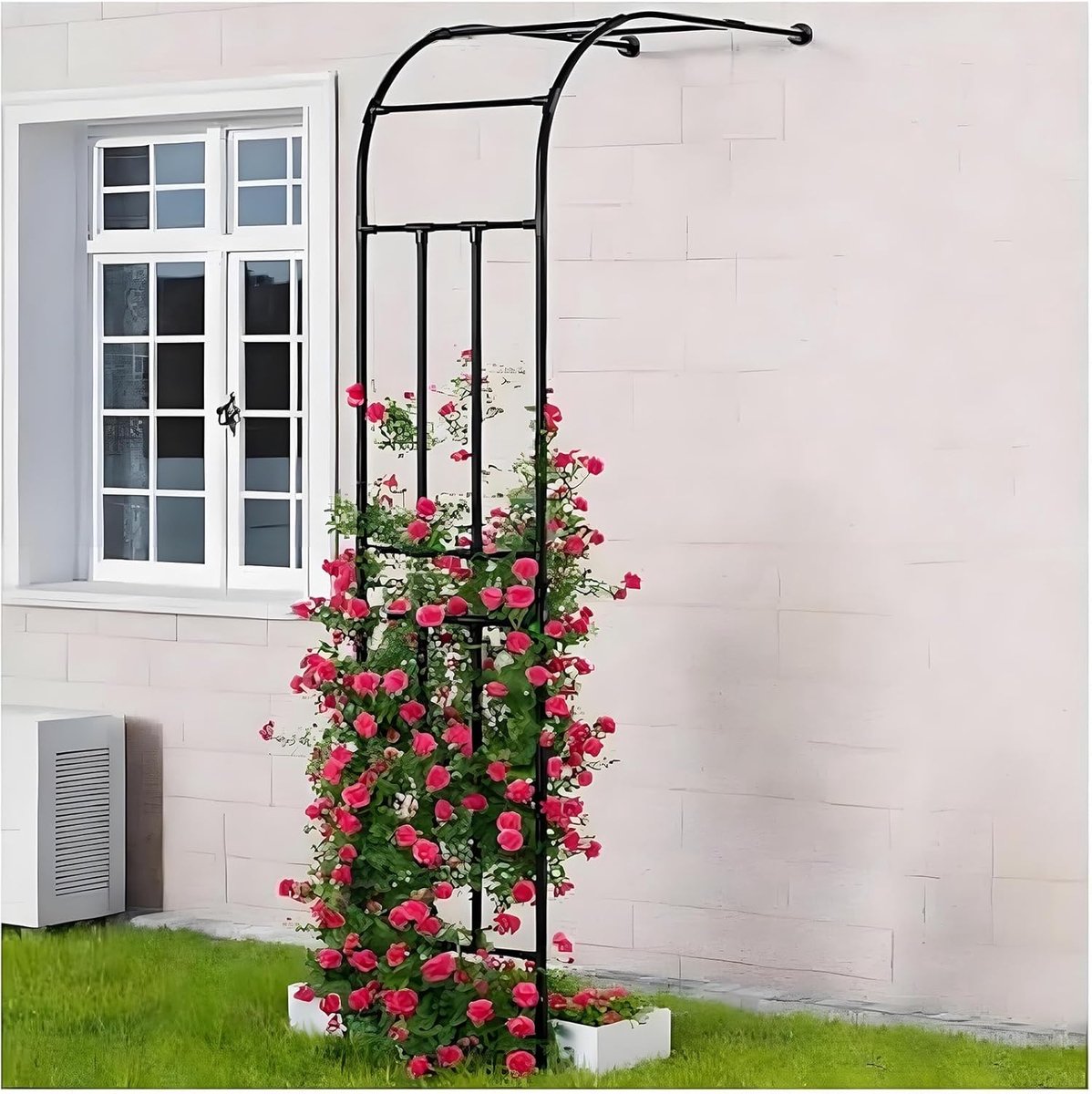 Metalen plantensteun - Tuinrooster klimplanten - Plantenondersteuning tuin - Weerbestendig verzinkt staal - 270 x 240 cm - Zwart