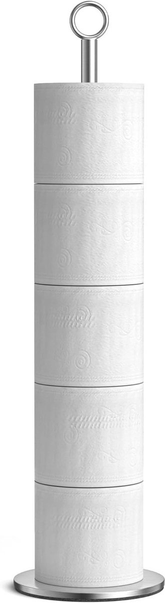 Freestanding Toilet Paper Holder met Reservefunctie van RVS, Geschikt voor 4-6 Rollen, Ideaal voor Badkamer en Toiletruimte