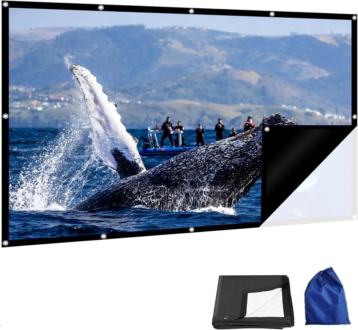 Projectiescherm Buiten - Filmscherm HD - Thuisbioscoop Creëren - Zwarte Lichtblokkerende Achterkant - 300 inch - Wit