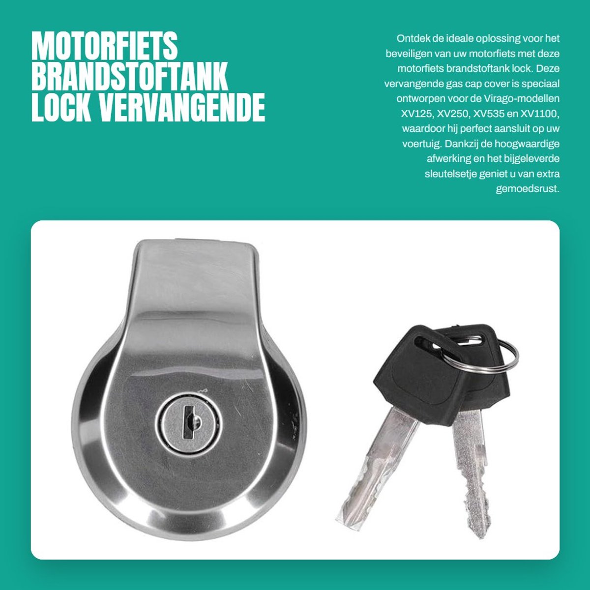 Dailygoods- Tankdop Duurzaam - Inclusief 2 Sleutels - Eenvoudige Installatie - Verbeterde Beveiliging - Aluminiumlegering/Staal - Geschikt voor Virago XV125/XV250/XV535/XV1100 - Brandstoftankdop