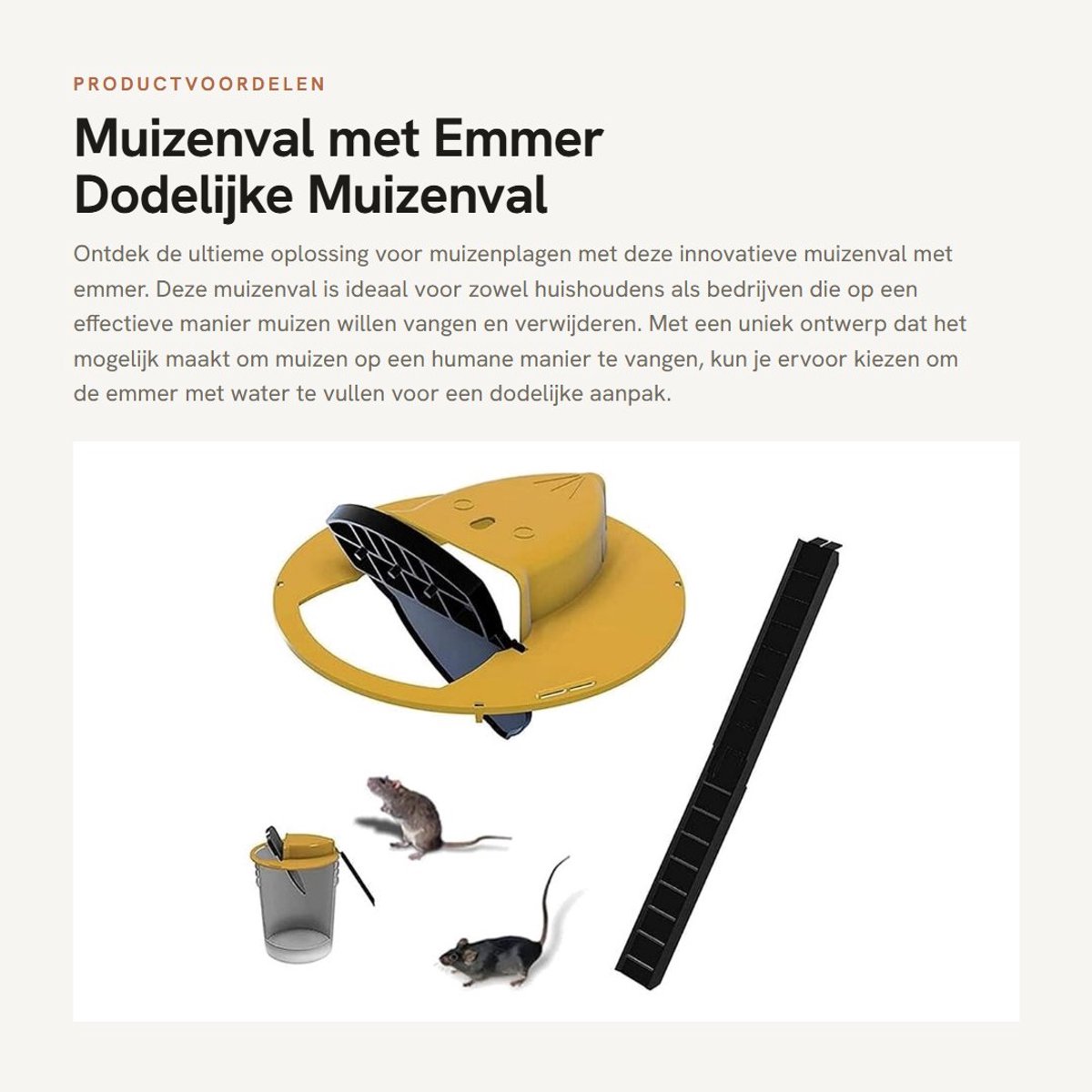 Muizenval met emmerdeksel - automatische klapval voor muizenvangst