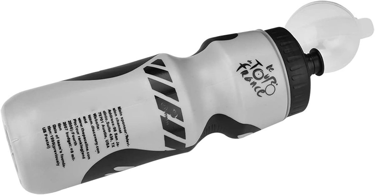 Waterfles met houder - Fietshouder bidon - Sportief onderweg - Lekvrij en stevig - 650 ml - Zwart Grijs