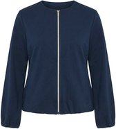 Ulla Popken - Dames - Sweater jasje pofmouwen ronde hals elastische zoom - Marine - Maat 62+