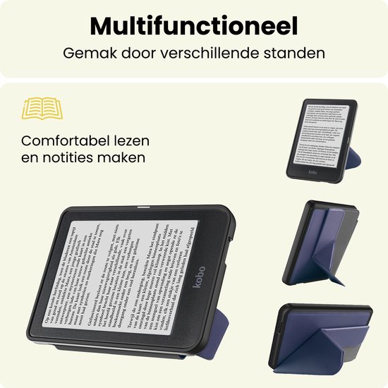 Hoes Geschikt voor Kobo Nia - E-reader Bescherm Hoesje Case Sleep Cover Trifold - Hoes Geschikt voor Kobo Nia Hoesje - Donkerblauw — afbeelding 3