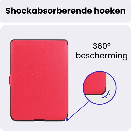 Hoes Geschikt voor Kobo Nia - Luxe E-reader Trifold Case - Bescherm Hoesje Book Cover - Rood — afbeelding 5