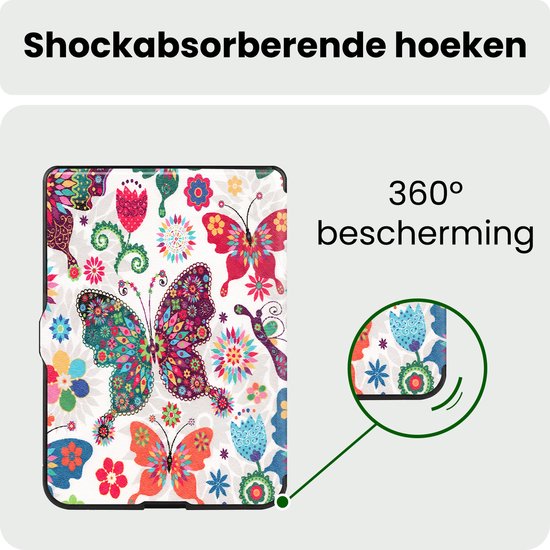 Hoes Geschikt voor Kobo Nia Hoesje Bookcase Cover Hoes Trifold - Hoesje Geschikt voor Kobo Nia Hoes Cover Case - Vlinders — afbeelding 5