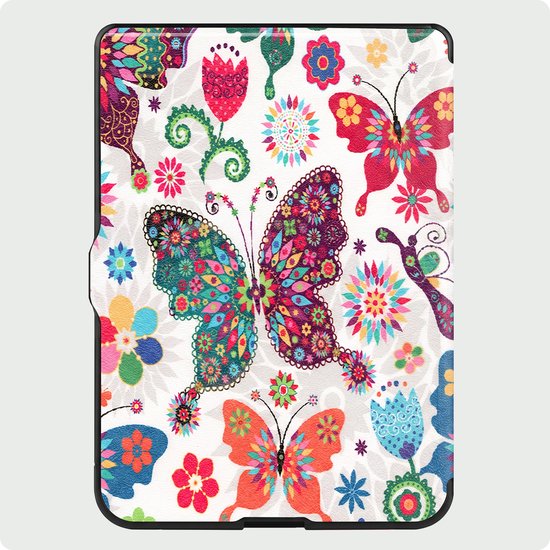 Hoes Geschikt voor Kobo Nia Hoesje Bookcase Cover Hoes Trifold - Hoesje Geschikt voor Kobo Nia Hoes Cover Case - Vlinders — afbeelding 4