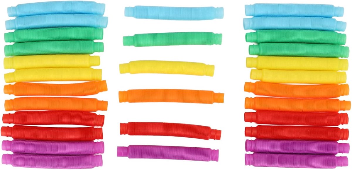 Pop Tubes - Buigbare Buizen - Motoriek Verbeteren - Uniek Geluid - 30 Stuks - Multicolor