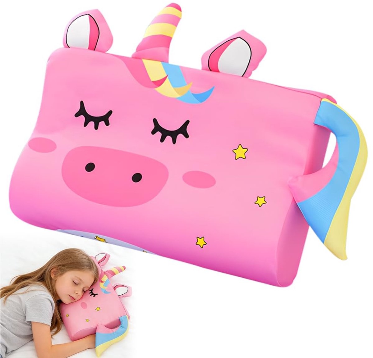 Dailygoods- Kalmerend Kussen 45 x 27 cm - Ergonomisch Kussen - Ademend Kussen - Baby Kussen - Kinderen - Duurzame Traagschuimkern - Kinderkussen