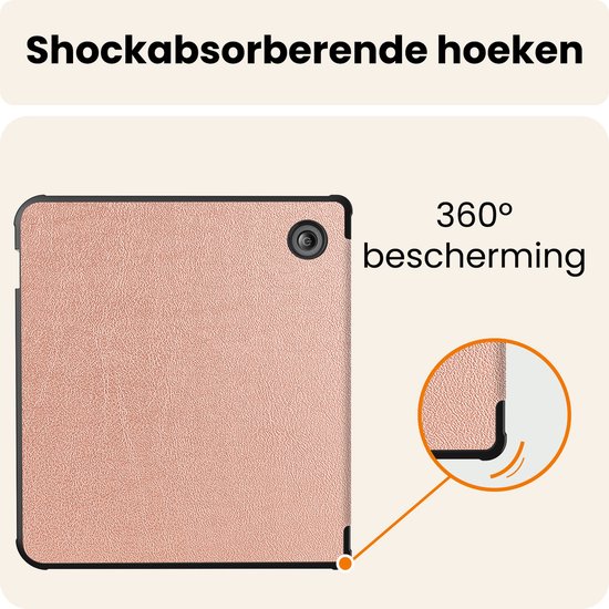 Hoesje Geschikt voor Kobo Libra 2 Hoes Book Case - Hoes Geschikt voor Kobo Libra 2 Hoesje Book Cover - Rosé Goud van Hoesje  — afbeelding 4