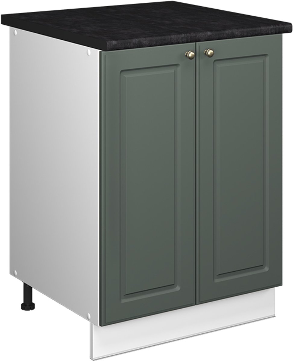 Vicco Wastafelkast Fame-Line, Groen-Goud Landhuis/Wit, 60 cm