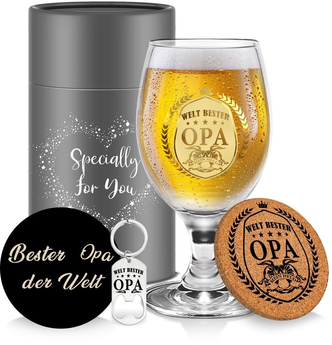 Dailygoods- Bierglas 400 ml - Gepersonaliseerd Cadeau - Cadeau voor Opa - Vaatwasmachinebestendig - Luxe Cadeaubox - Hoogwaardig Glasmateriaal - Bierkrug