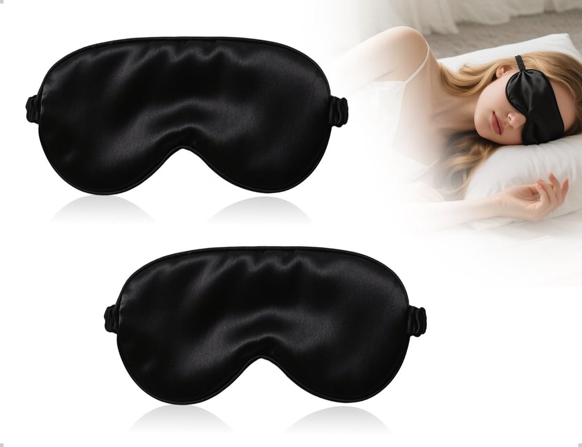 Dailygoods- Slaapmasker - 2 Stuks - Zacht Imitatiezijde - Lichtblokkerend Oogmasker - Draagbaar - Verstelbare Riem - Geschikt voor Mannen/Vrouwen