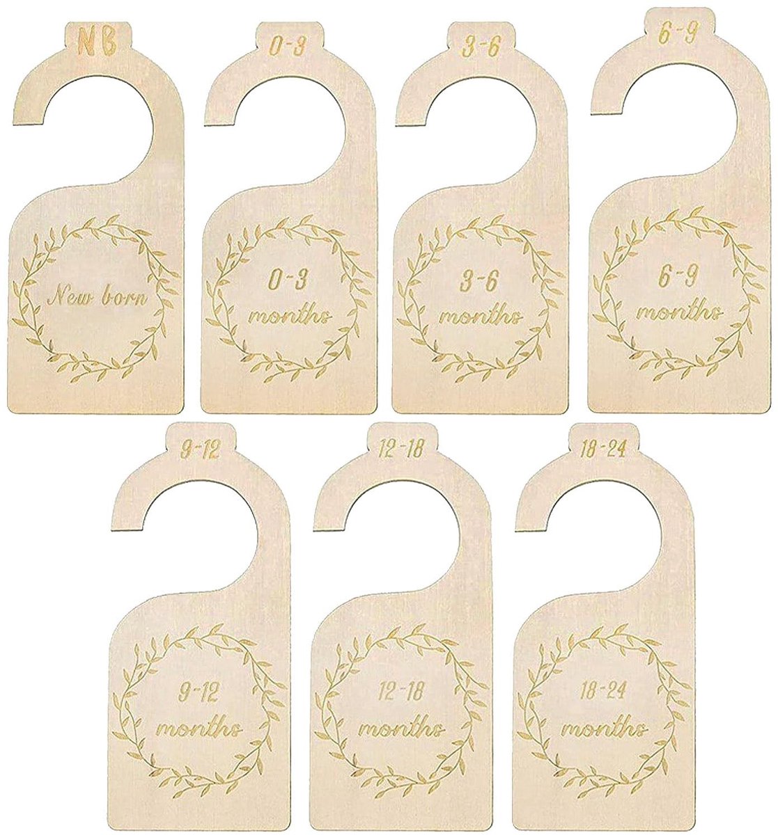 Dailygoods - Set van 7 Dubbelzijdige Baby Kledingverdelers van Hout