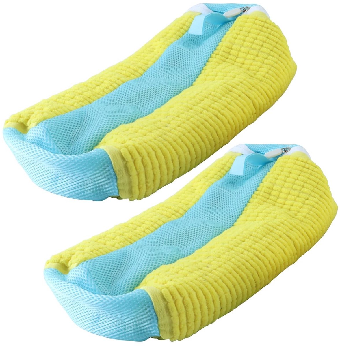 Dailygoods - 2 stuks schoenenwasmachinezakken voor droger en wasmachine, zachte vezels, 360° reiniging, herbruikbare waszak voor sneakers en tennisschoenen (geel)