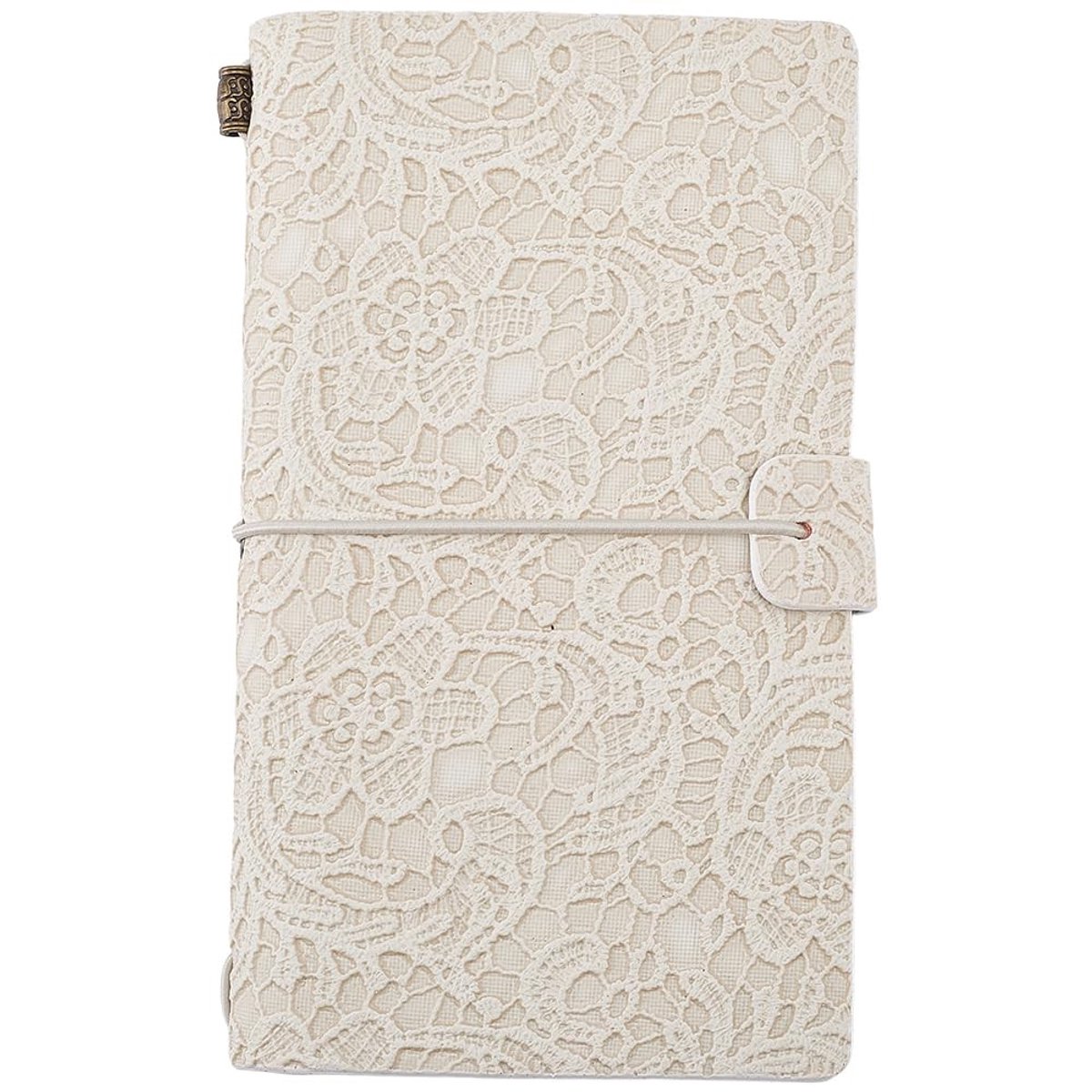 Dailygoods - A6 3D PU Lederen Kant Getextureerde Journal Notebook voor Vrouwen Bloem Reliëf Carving Hervulbare Schrijven Notebooks met 3 Stijl Papier Binnen 96 Pagina Pamflet Dagelijkse Planner Gebonden
