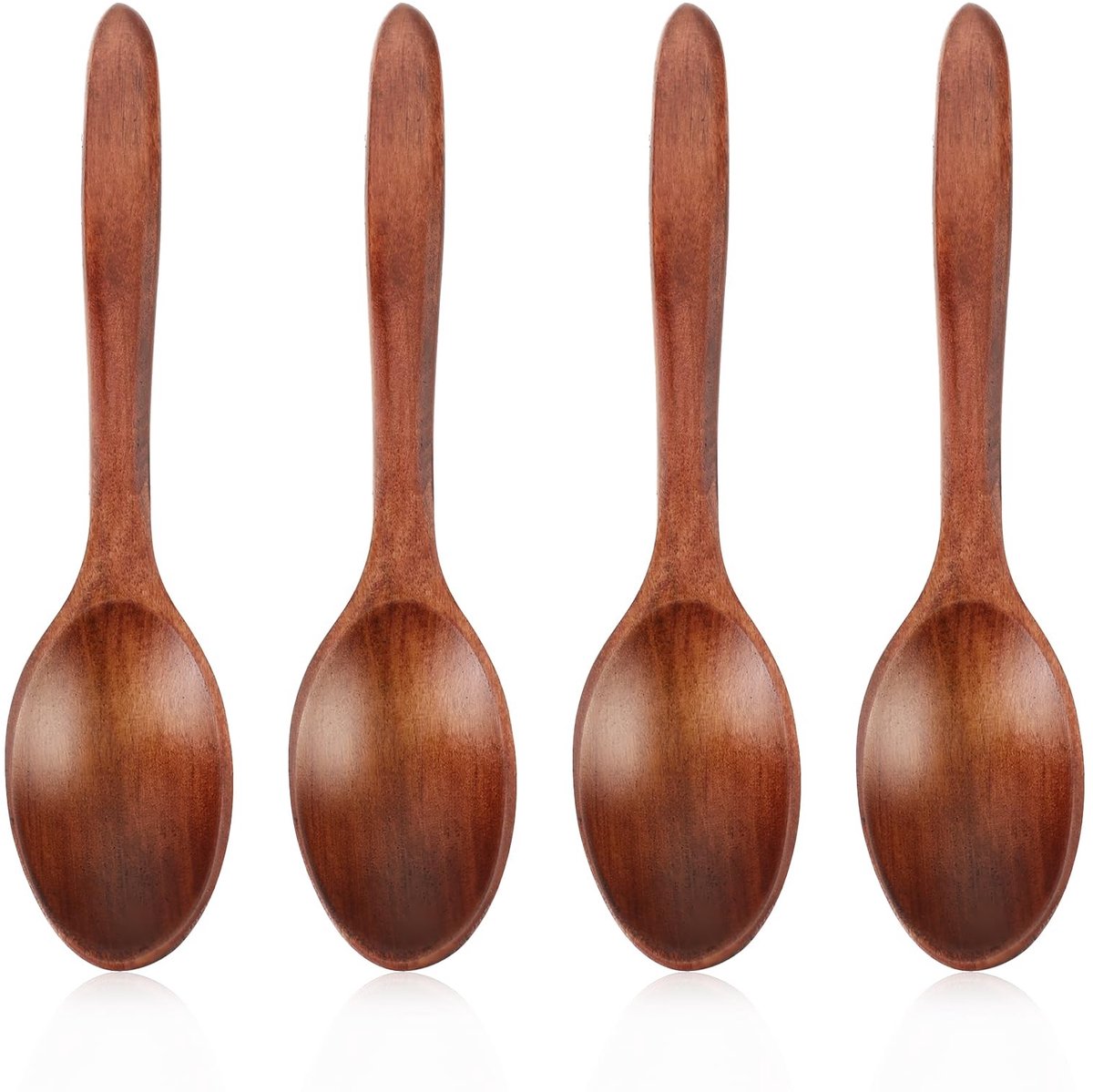 Dailygoods- Soeplepels Set van 4 - Houten Lepels - Natuurlijk Hout - 14,5 cm - Duurzaam - Geurloos - Herbruikbaar - Houtenlepels