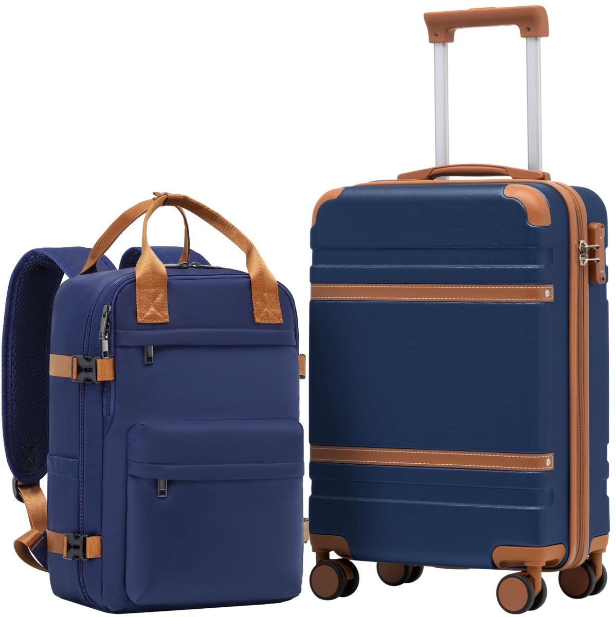 Dailygoods- Kabinenkoffer 55x35x20cm - Handbagage Koffer - Harde Koffer met TSA-slot - 4 Dubbele Wielen - Set met Rugzak 20L - Ideaal voor Ryanair - Handbagagekoffer