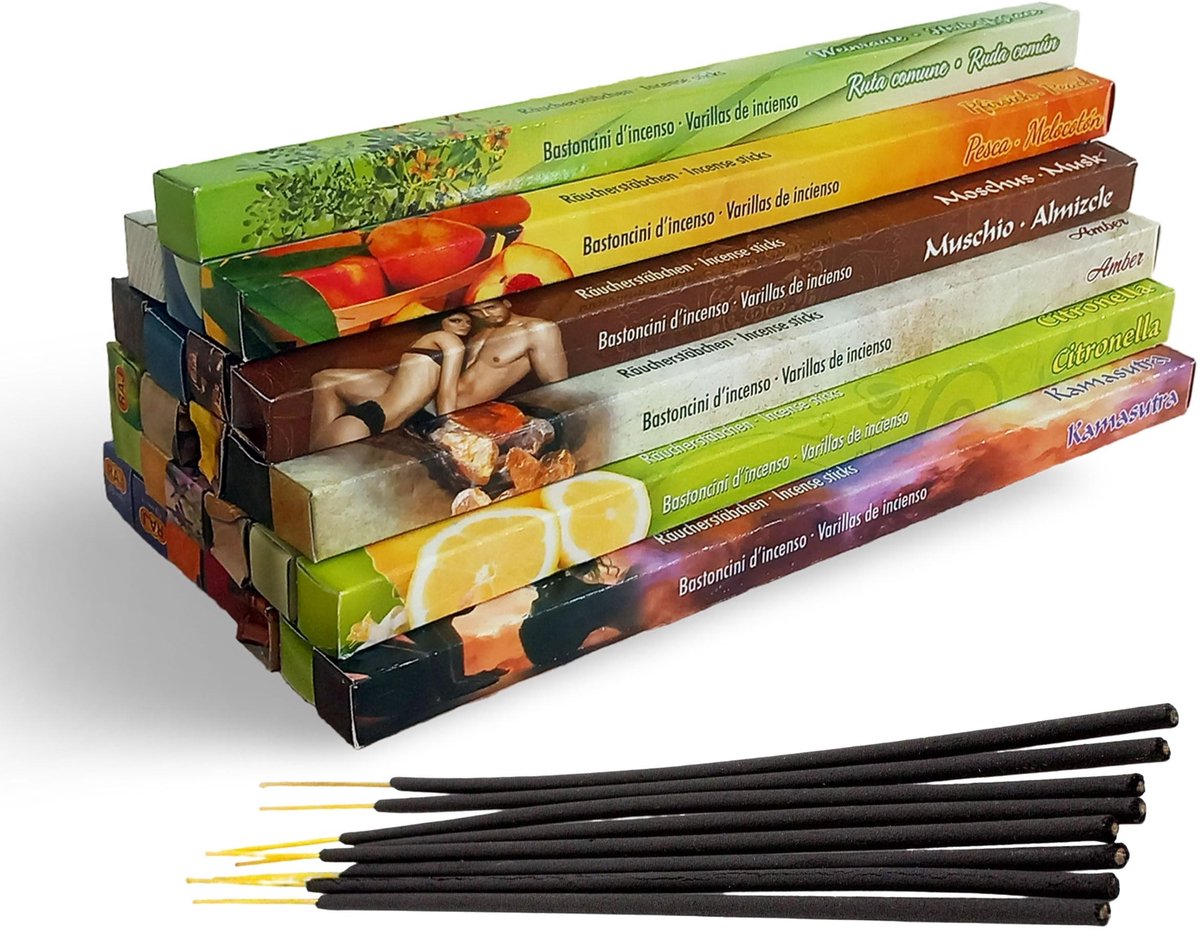 Dailygoods- Wierookstokjes Set XXL - 26 Geuren - Sandelhout/Roos/Vanille - Indiase Mix - Rookwaren - Topkwaliteit